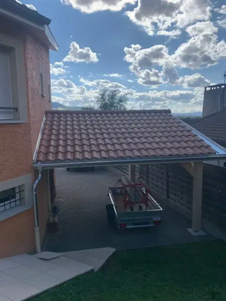 abri 2 pentes adossé sur façade